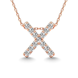 Diamond 1/8 Ct.Tw. Letter X Pendant in 14K Rose Gold" - Larson Jewelers