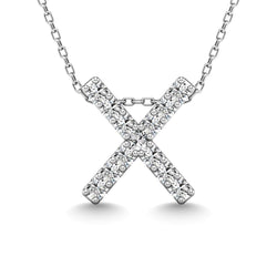 Diamond 1/8 Ct.Tw. Letter X Pendant in 14K White Gold" - Larson Jewelers