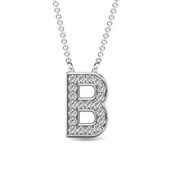 Diamond 1/20 Ct.Tw. Letter B Pendant in 10K White Gold - Larson Jewelers