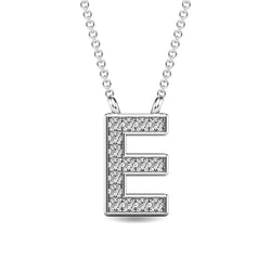 Diamond 1/20 Ct.Tw. Letter E Pendant in 10K White Gold - Larson Jewelers