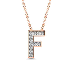 Diamond 1/20 Ct.Tw. Letter F Pendant in 10K Rose Gold - Larson Jewelers