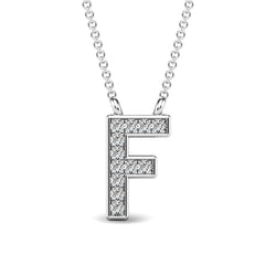 Diamond 1/20 Ct.Tw. Letter F Pendant in 10K White Gold - Larson Jewelers