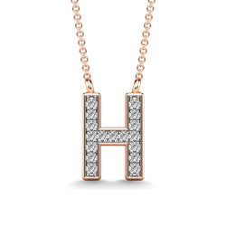 Diamond 1/20 Ct.Tw. Letter H Pendant in 10K Rose Gold - Larson Jewelers