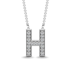 Diamond 1/20 Ct.Tw. Letter H Pendant in 10K White Gold - Larson Jewelers