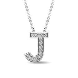 Diamond 1/20 Ct.Tw. Letter J Pendant in 10K White Gold - Larson Jewelers