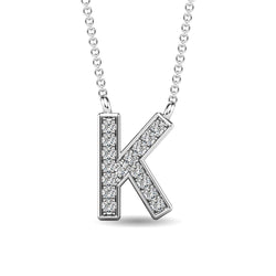 Diamond 1/20 Ct.Tw. Letter K Pendant in 10K White Gold - Larson Jewelers