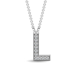 Diamond 1/20 Ct.Tw. Letter L Pendant in 10K White Gold - Larson Jewelers