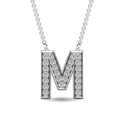 Diamond 1/20 Ct.Tw. Letter M Pendant in 10K White Gold - Larson Jewelers