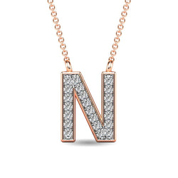 Diamond 1/20 Ct.Tw. Letter N Pendant in 10K Rose Gold - Larson Jewelers