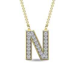 Diamond 1/20 Ct.Tw. Letter N Pendant in 10K Yellow Gold - Larson Jewelers