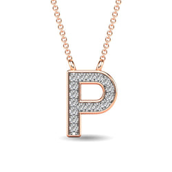 Diamond 1/20 Ct.Tw. Letter P Pendant in 10K Rose Gold - Larson Jewelers