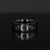 Day of the Dead Skull Engraved Print Flat Polished Black Tungsten Ring (Morpheus) - 4mm - 12mm - Larson Jewelers