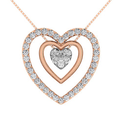 10K Rose Gold 1/2 Ct.Tw. Diamond Double Heart Pendant - Larson Jewelers