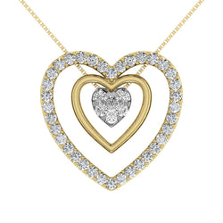 10K Yellow Gold 1/2 Ct.Tw. Diamond Double Heart Pendant - Larson Jewelers