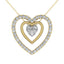 10K Yellow Gold 1/2 Ct.Tw. Diamond Double Heart Pendant - Larson Jewelers