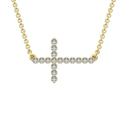 14K Yellow Gold 1/5 Ct.Tw. Diamond Cross Necklace