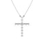 10K White Gold 1/4 Ct.Tw. Diamond Round and Baguette Cross Necklace