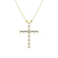 10K Yellow Gold 1/4 Ct.Tw. Diamond Round and Baguette Cross Necklace