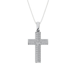 10K White Gold 1/4 Ct.Tw. Diamond Pave Set Cross Pendant