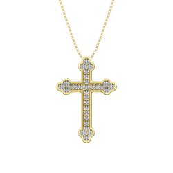 14K Yellow Gold 1/5 Ct.Tw. Diamond Cross Pendant