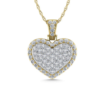 Diamond 2 Ct.Tw. Cluster Heart Pendant in 10K Yellow Gold - Larson Jewelers