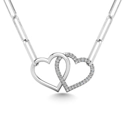 Diamond 1/20 Ct.Tw. Double Heart Pendant in Silver - Larson Jewelers