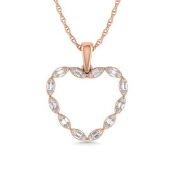 Diamond 1/3 Ct.Tw. Heart Pendant in 10K Rose Gold - Larson Jewelers