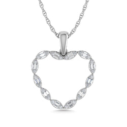 Diamond 1/3 Ct.Tw. Heart Pendant in 10K White Gold - Larson Jewelers