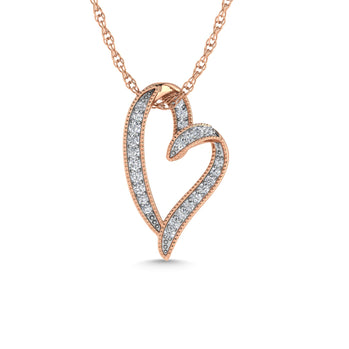 Diamond 1/6 Ct.Tw. Heart Pendant in 10K Rose Gold - Larson Jewelers