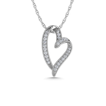 Diamond 1/6 Ct.Tw. Heart Pendant in 10K White Gold - Larson Jewelers