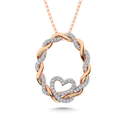 14K Rose Gold Diamond 1/4 Ct.Tw. Circle and Heart Fashion Pendant - Larson Jewelers