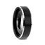 ASTON Black Brushed Center Tungsten Ring with Polished Beveled Edges - 4mm - 10mm