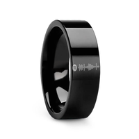 Music Code Engraved Flat Pipe Cut Black Tungsten Ring Polished - 6mm - 12mm