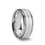 CARLTON Flat White Tungsten Wedding Band with Dual Coin Edge Center by Triton Rings - 9mm - Larson Jewelers