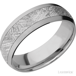 Titanium with Satin Finish and Meteorite Inlay - 7MM - Larson Jewelers