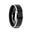 ASTON Black Brushed Center Tungsten Ring with Polished Beveled Edges - 4mm - 10mm