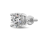 Single 14K White Gold 4-Prong Solitaire Basket Stud Earring with Lab Grown Diamond