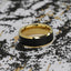 GASTON Gold Plated Tungsten Polished Beveled Ring with Brushed Black Center - 6mm 8mm