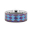 MERIDIAN Flat Titanium Ring with Purple and Blue Diamond Pattern - 8mm