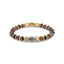 Hexagonal Tiger Eye Stone and Damascus Steel Bead Bracelet With Stainless Steel