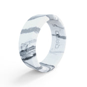 QALO White Marble Modern Beveled Silicone Band