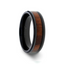 KONY Black Titanium Polished Beveled Edges Black Walnut Wood Inlaid Men’s Wedding Ring - 6mm & 8mm