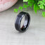 VESUVIUS Men’s Polished Black Ceramic Wedding Band with Black & Gray Lava Rock Stone Inlay & Polished Beveled Edges - 6mm & 8mm