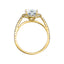 VIVIENNE Pavé Halo Four Prong Solitaire Lab Diamond Engagement Ring in 18K Yellow Gold