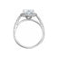 VIVIENNE Pavé Halo Four Prong Solitaire Lab Diamond Engagement Ring in Platinum