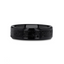 VESUVIUS Men’s Polished Black Ceramic Wedding Band with Black & Gray Lava Rock Stone Inlay & Polished Beveled Edges - 6mm & 8mm