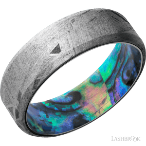 Meteorite with None Finish and Abalone - 7MM - Larson Jewelers