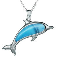 Sterling Silver Dolphin Pendantwith Larimar Inlay