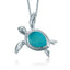 Sterling Silver Honu Pendantwith Turquoise Inlay