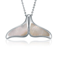 Sterling Silver Whale Tail Pendantwith White Mother of Pearl Inlay